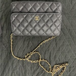 Chanel Quilted Black Crossbody with Gold Chain